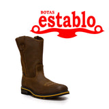 Establo Genuine Leather Pull-On Square Toe Work Boots - Steel Toe (Tan)
