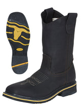 Establo Genuine Leather Pull-On Square Toe Work Boots - Steel Toe (Chocolate)