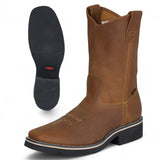 Botas de trabajo Establo de piel auténtica con puntera cuadrada y sin cordones - Punta blanda (Mango)