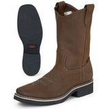 Botas de trabajo Establo de piel auténtica con puntera cuadrada y sin cordones - Punta blanda (bronceado)