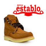 Establo Genuine Suede Leather Mil Rayas Moc Toe Work Shoes - Soft Toe