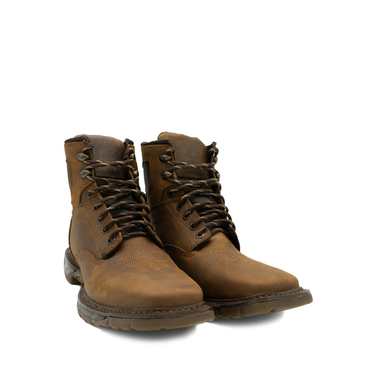 Cebu Hawk Lace-Up Square Toe Ankle Work Boots - Steel Toe (Tan)