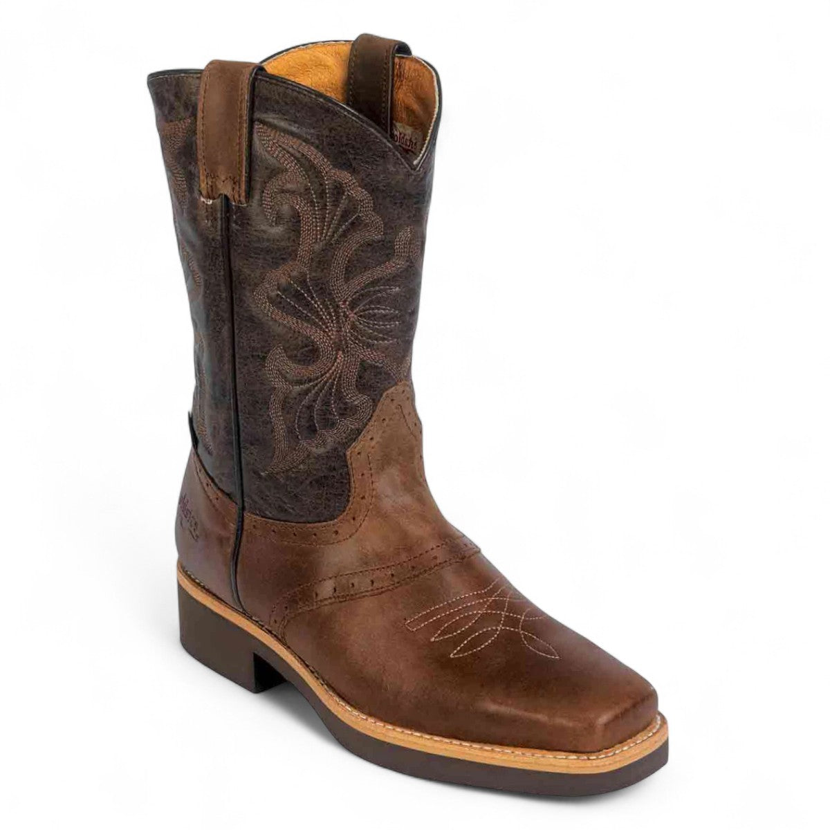 Botas de trabajo Establo de cuero genuino con punta cuadrada y sin cordones