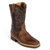 Botas de trabajo Establo de cuero genuino con punta cuadrada y sin cordones