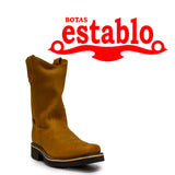 Establo Genuine Leather Pull-On Square Toe Work Boots - Soft Toe (Mango)