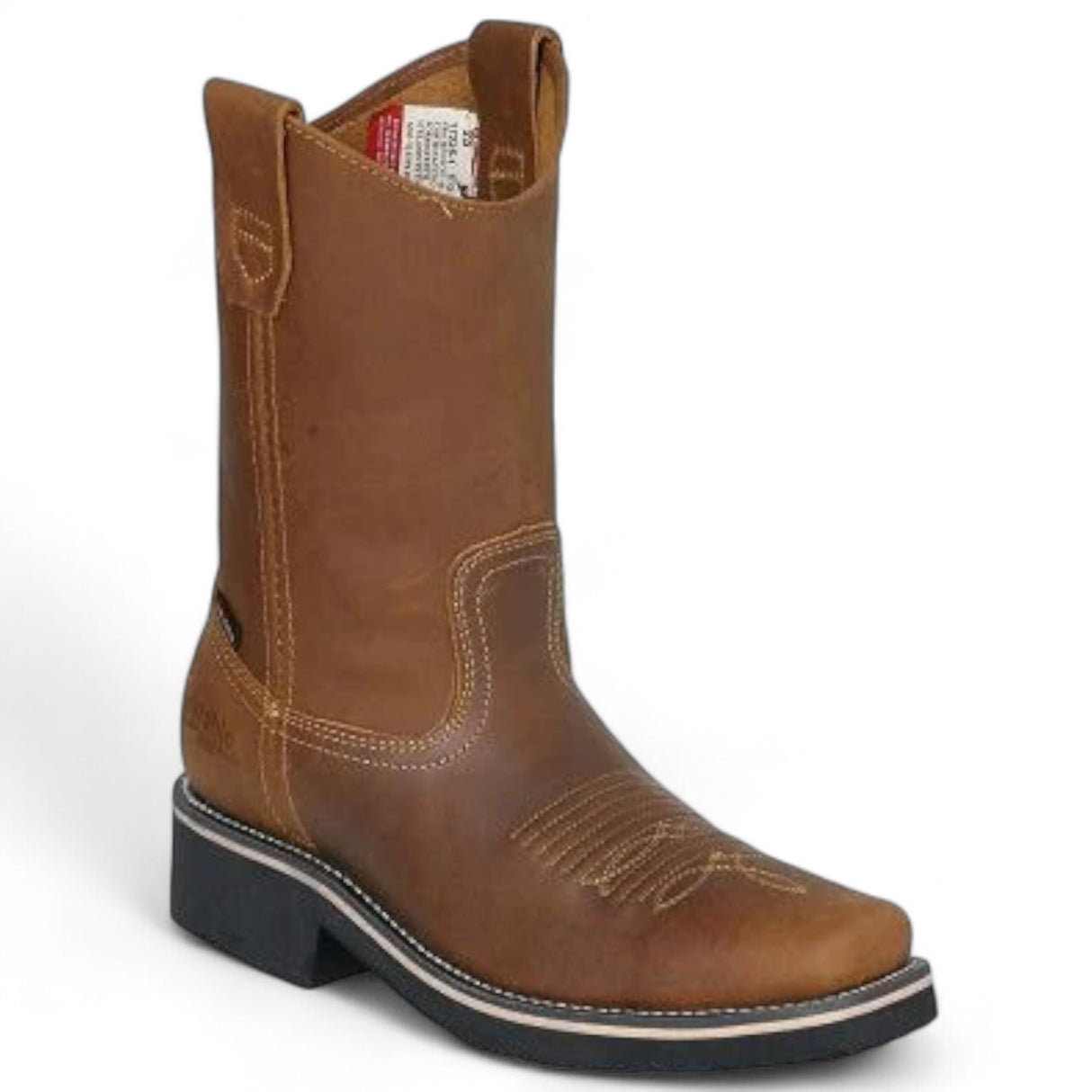 Botas de trabajo Establo de piel auténtica con puntera cuadrada y sin cordones - Punta blanda (Mango)