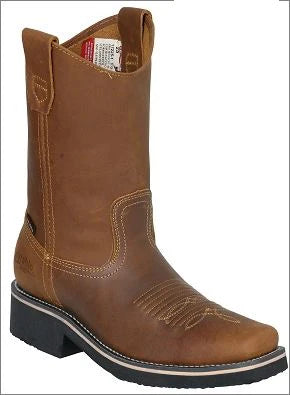 Establo Genuine Leather Pull-On Square Toe Work Boots - Soft Toe (Mango)