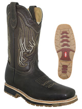 Establo Genuine Leather Pull-On Square Toe Work Boots - Double Density Outsole