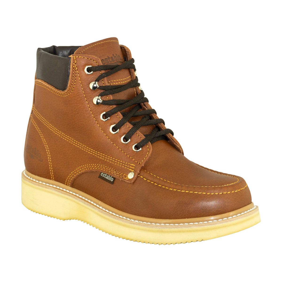 Establo Genuine Leather Mil Rayas Moc Toe Work Shoes - Soft Toe