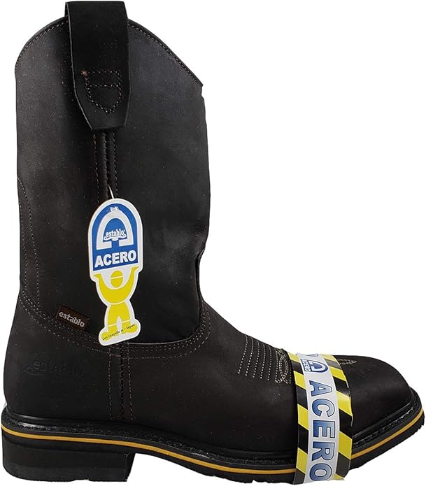 Establo Genuine Leather Pull-On Square Toe Work Boots - Steel Toe (Chocolate)