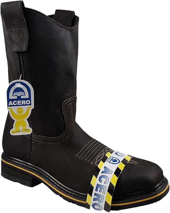Establo Genuine Leather Pull-On Square Toe Work Boots - Steel Toe (Chocolate)