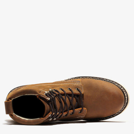 Crazy Brown Bonanza Frontier 6-inch plain toe work boots for men with durable leather construction top view