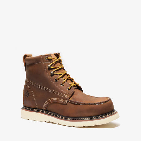 Bonanza 6-inch steel toe work boots with moc toe design and durable leather upper