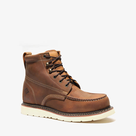 Bonanza 6-inch steel toe work boots with moc toe design and durable leather upper