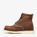 Bonanza 6-inch steel toe work boots with moc toe design and durable leather upper