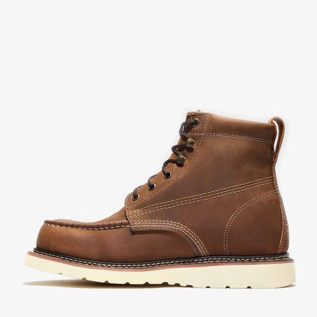 Bonanza 6-inch steel toe work boots with moc toe design and durable leather upper
