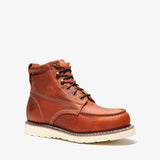 golden brown Bonanza 6-inch steel toe work boots with moc toe design and durable leather upper