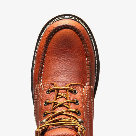 golden brown Bonanza 6-inch steel toe work boots with moc toe design and durable leather upper
