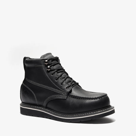 Jet Black Bonanza 6-inch moc toe work boots with durable leather and classic stitchin

