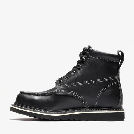 Jet Black Bonanza 6-inch moc toe work boots with durable leather and classic stitching

