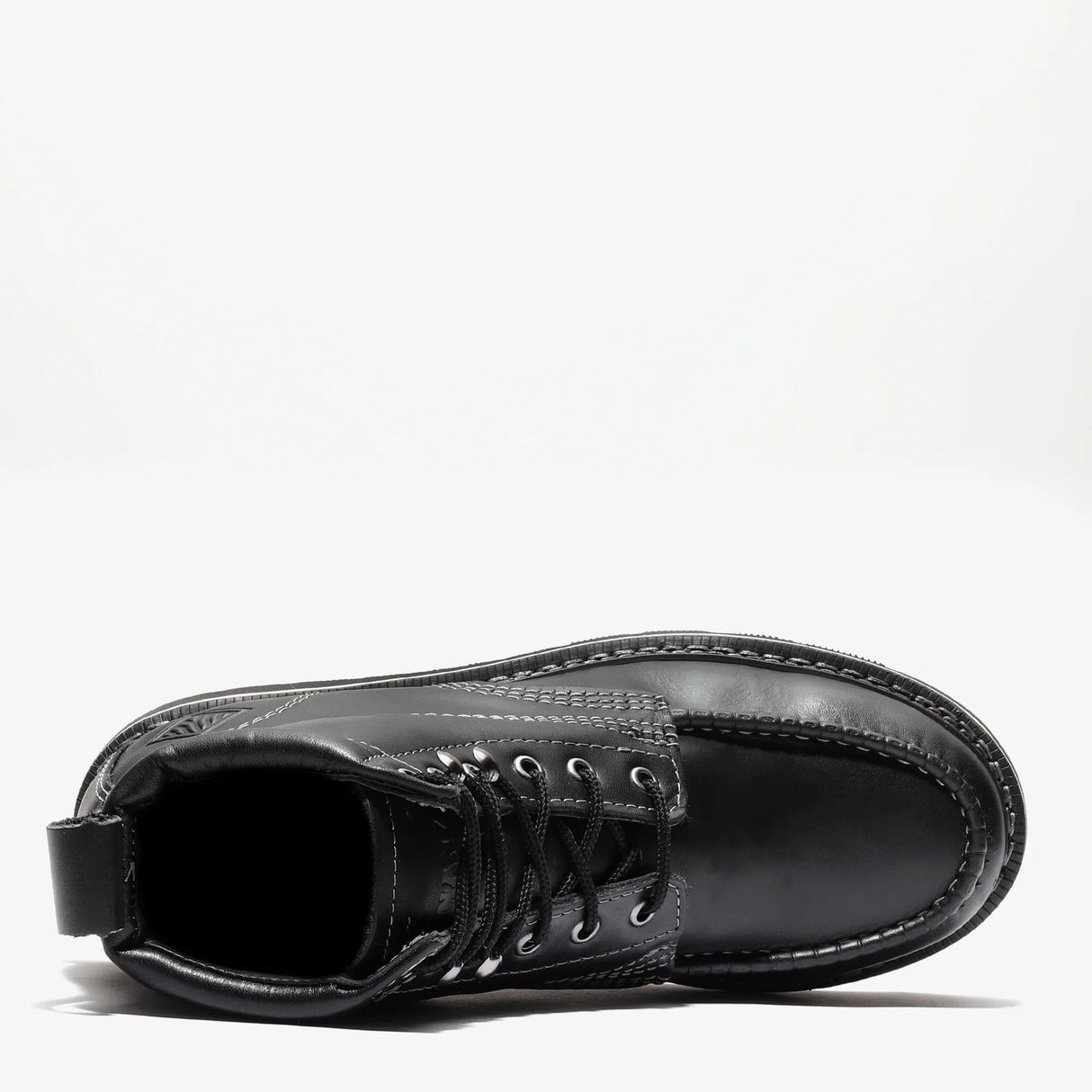 Jet Black Bonanza 6-inch moc toe work boots with durable leather and classic stitching
