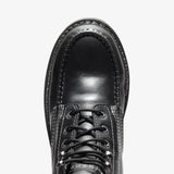 Jet Black Bonanza 6-inch moc toe work boots with durable leather and classic stitching

