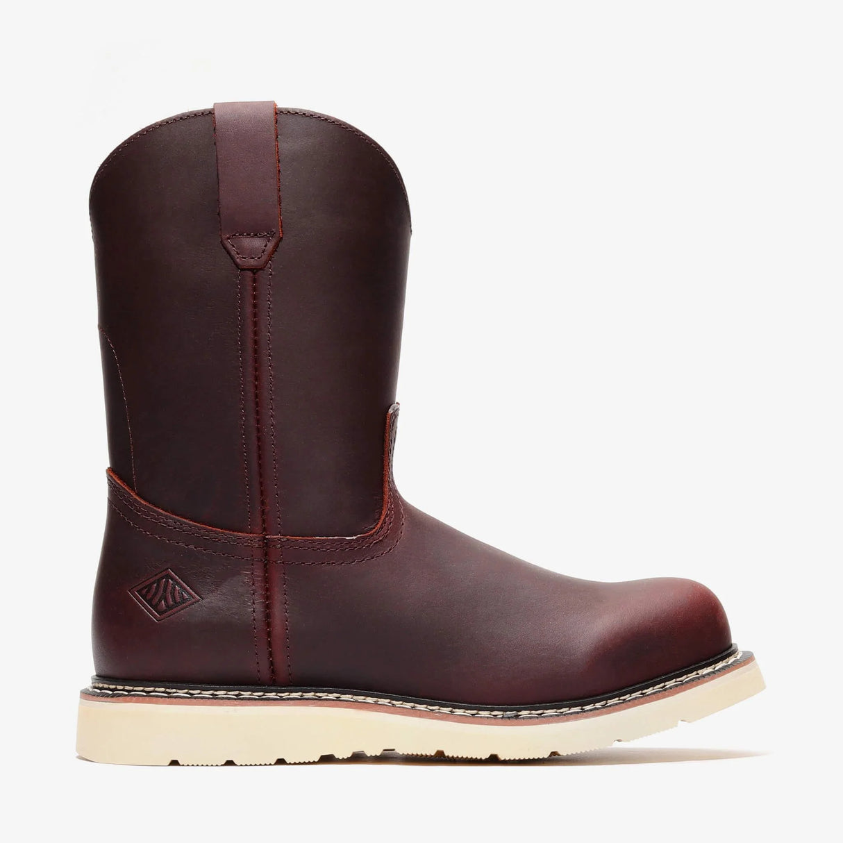 Bonanza Frontier 10-inch burgundy Wellington work boots – durable leather, slip-on design, and comfort that lasts all day. lateral 