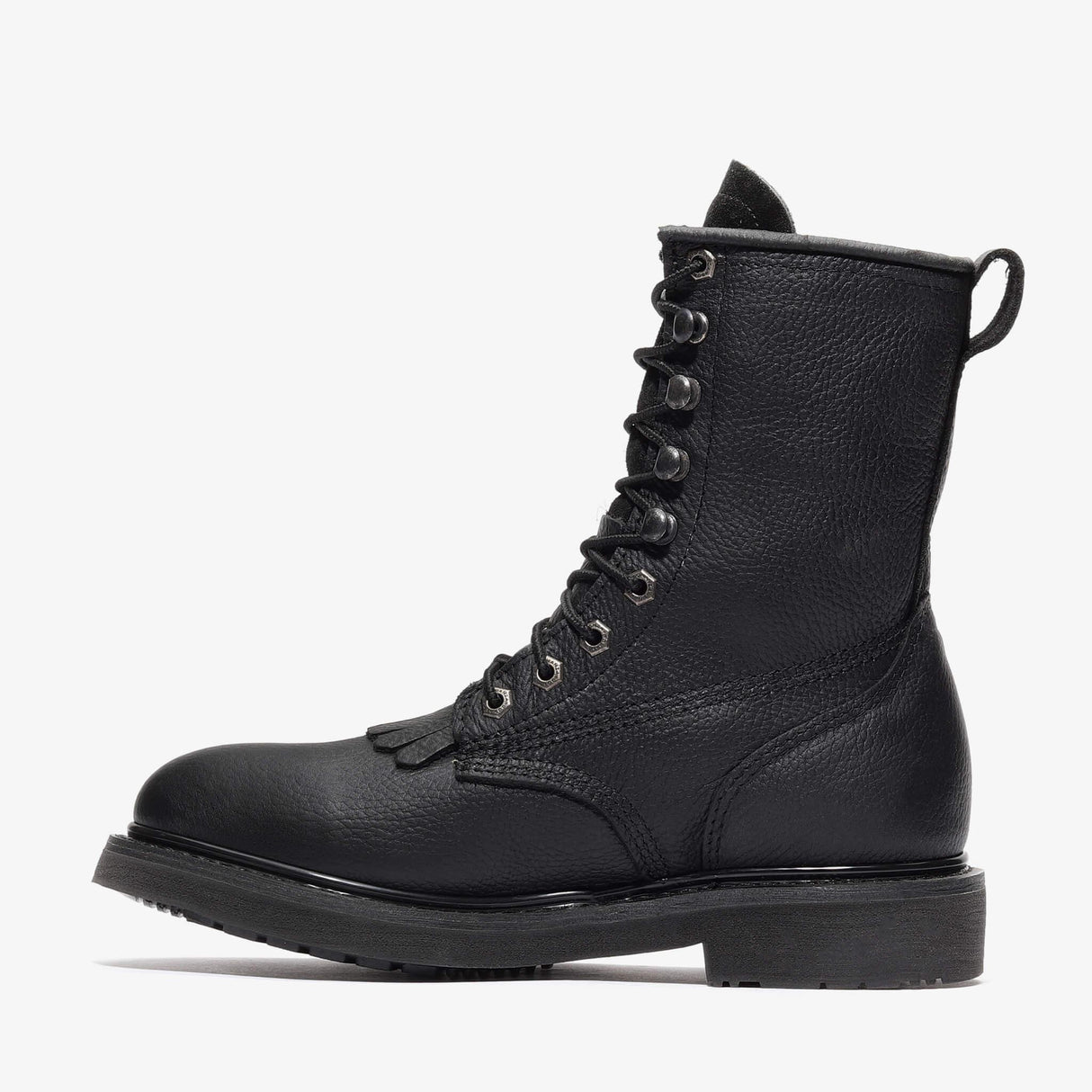 Black Bonanza 8-inch lace-up leather work boots with classic rancher design