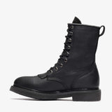 Black Bonanza 8-inch lace-up leather work boots with classic rancher design