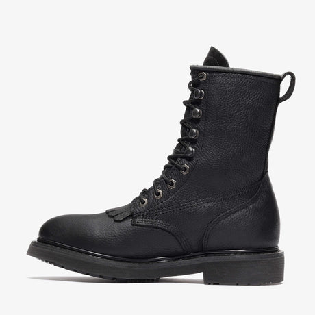Black Bonanza 8-inch lace-up leather work boots with classic rancher design