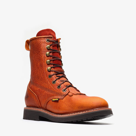 light brown Bonanza 8-inch lace-up leather work boots with classic rancher design