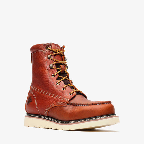 Golden Brown Bonanza 8-inch moc toe leather work boots with rugged construction