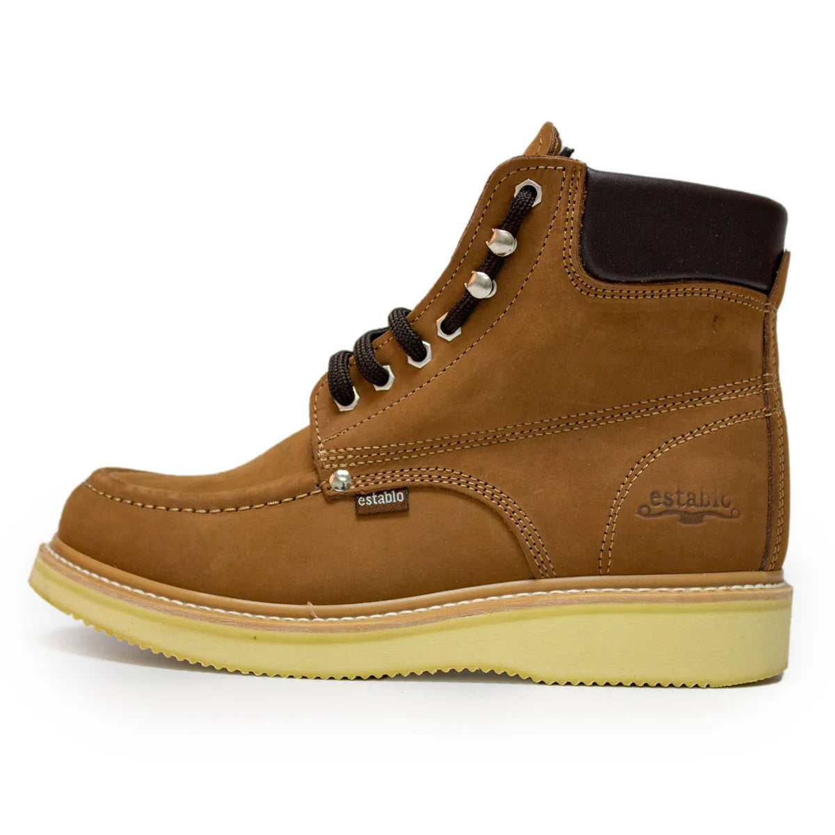 Establo Genuine Suede Leather Mil Rayas Moc Toe Work Shoes - Soft Toe