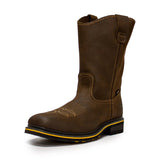 Establo Genuine Leather Pull-On Square Toe Work Boots - Steel Toe (Tan)