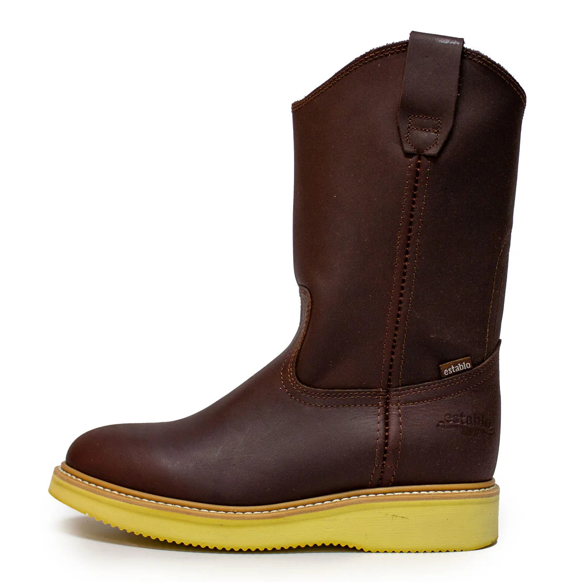 Establo Genuine Leather Mil Rayas Pull-On Work Boots - Soft Toe