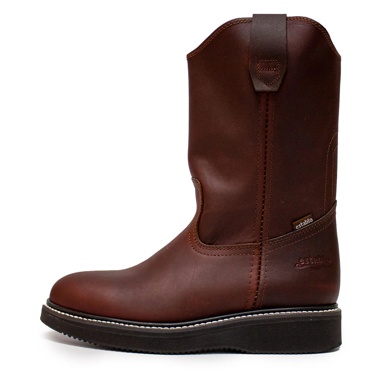 Establo Genuine Leather Mil Rayas Pull-On Work Boots - Soft Toe