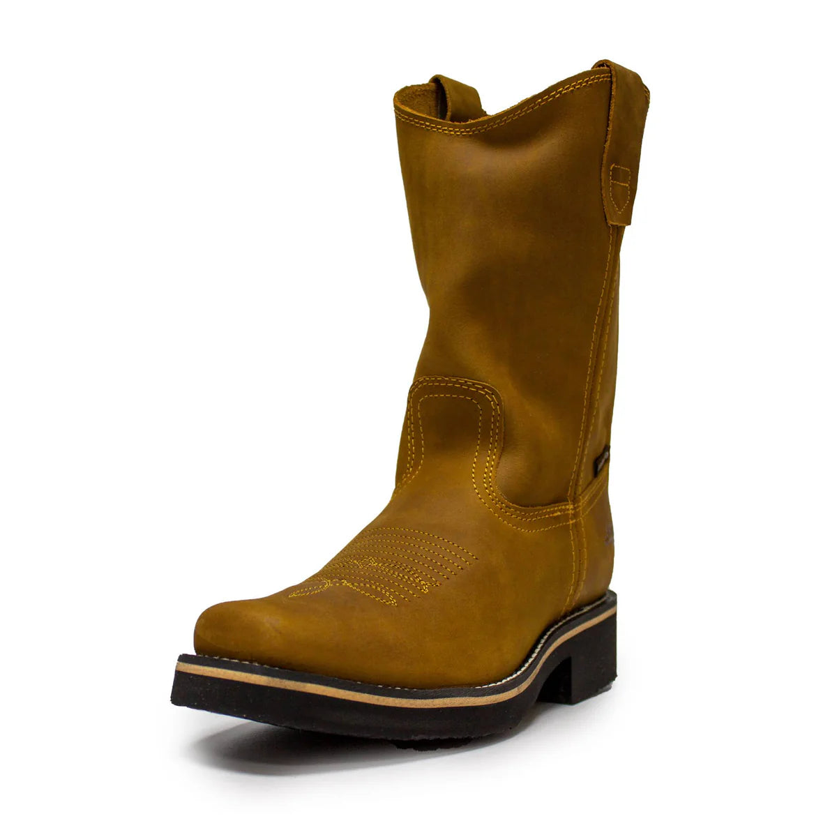Establo Genuine Leather Pull-On Square Toe Work Boots - Soft Toe (Mango)