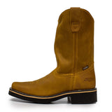 Establo Genuine Leather Pull-On Square Toe Work Boots - Soft Toe (Mango)
