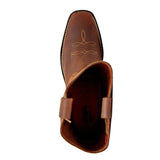 Establo Genuine Leather Pull-On Square Toe Work Boots - Soft Toe (Brown)