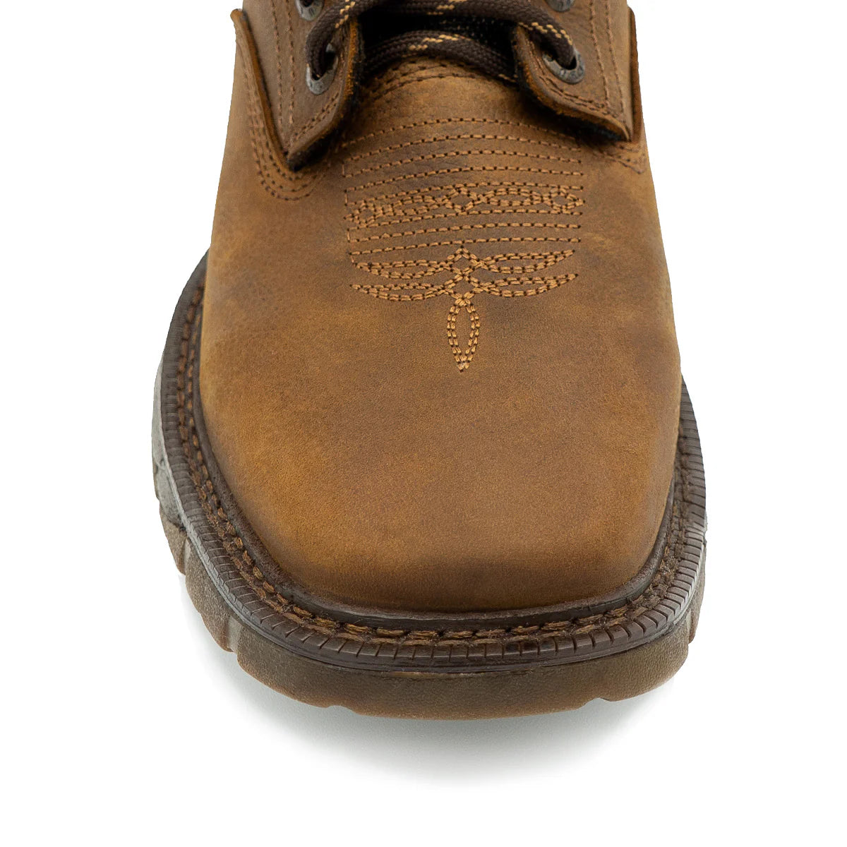 Cebu Hawk Lace-Up Square Toe Ankle Work Boots - Steel Toe (Tan)