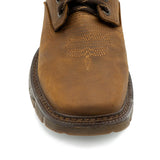 Cebu Hawk Lace-Up Square Toe Ankle Work Boots - Steel Toe (Tan)