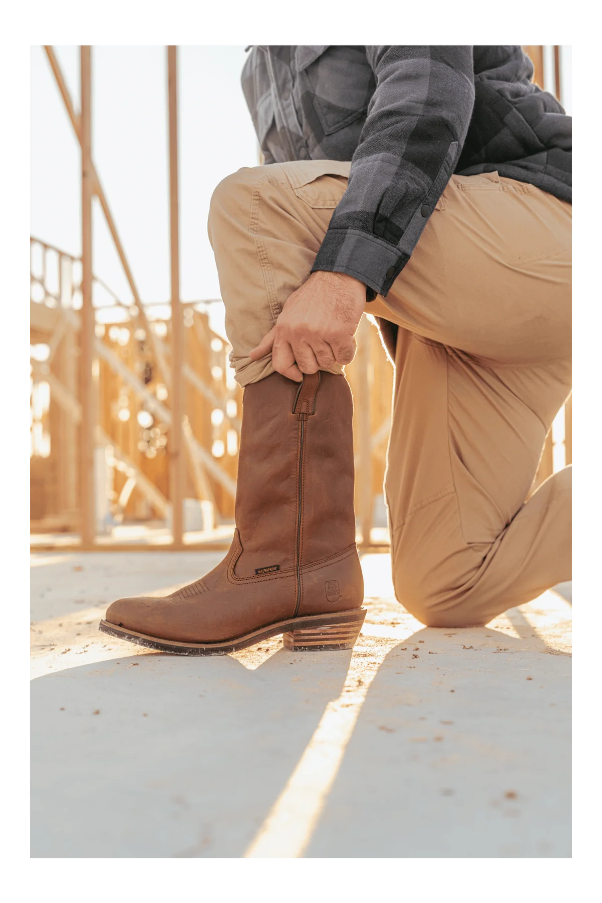 Dan Post Albuquerque Waterproof Steel Toe Leather Work Boots - Midbrown