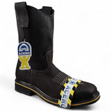 Botas de trabajo Establo de cuero genuino con puntera cuadrada y sin cordones - Punta de acero (chocolate)