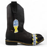 Botas de trabajo Establo de cuero genuino con puntera cuadrada y sin cordones - Punta de acero (chocolate)