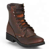 Zapatos de trabajo Establo de cuero genuino con puntera de mocasín y cordones - Punta suave