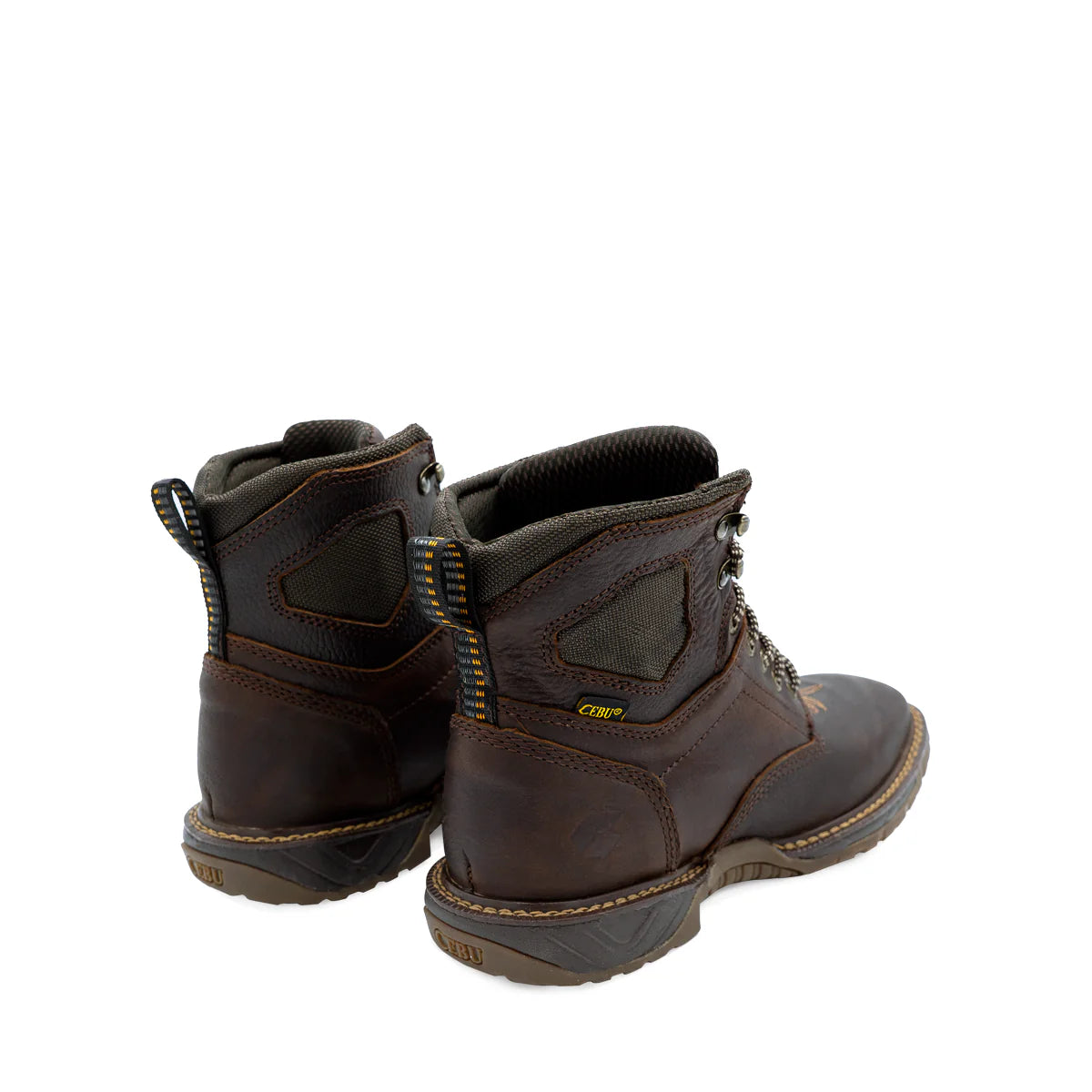 Cebu Hawk Lace-Up Square Toe Ankle Work Boots - Soft Toe (Brown)
