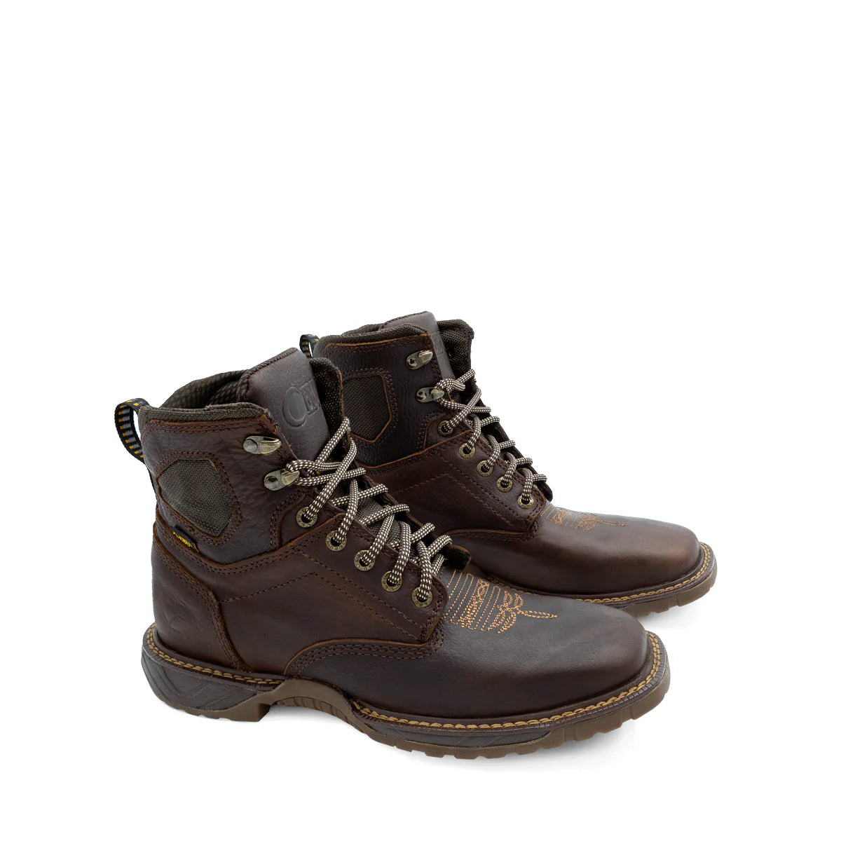 Cebu Hawk Lace-Up Square Toe Ankle Work Boots - Soft Toe (Brown)