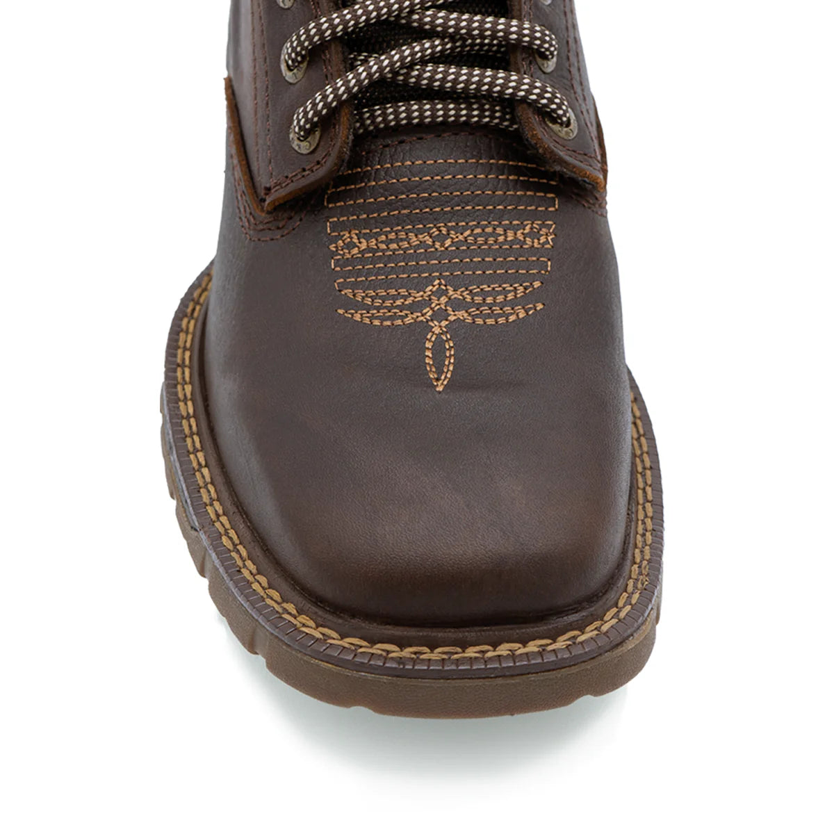 Cebu Hawk Lace-Up Square Toe Ankle Work Boots - Soft Toe (Brown)
