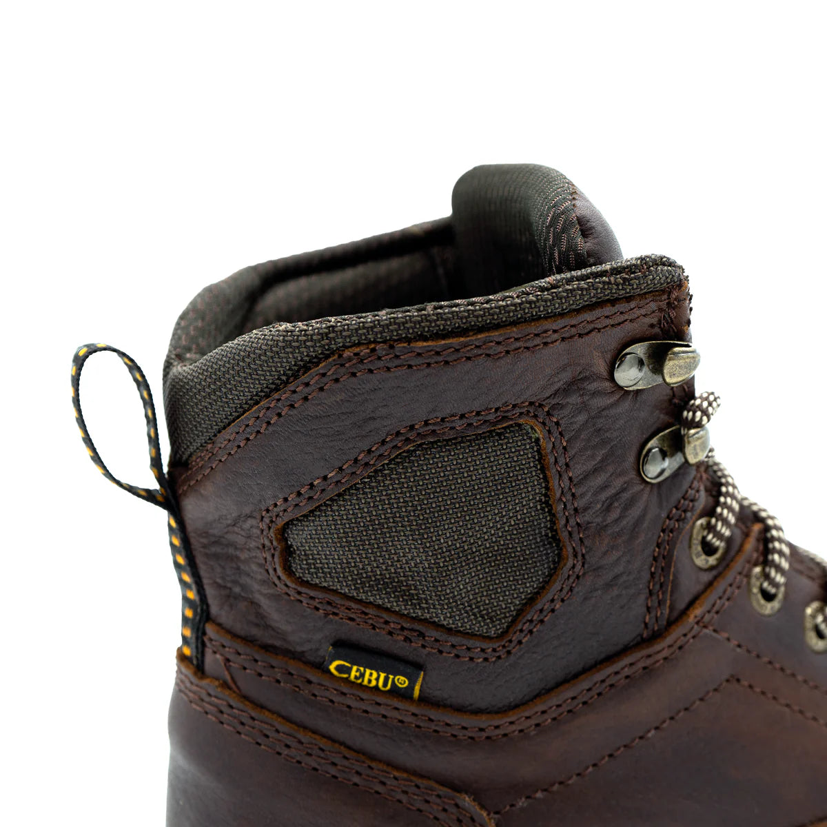 Cebu Hawk Lace-Up Square Toe Ankle Work Boots - Soft Toe (Brown)