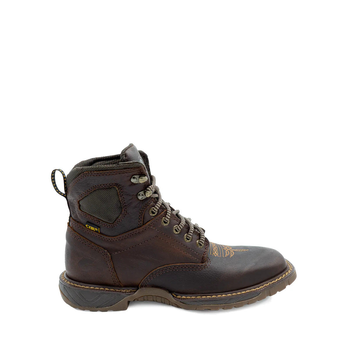 Cebu Hawk Lace-Up Square Toe Ankle Work Boots - Soft Toe (Brown)